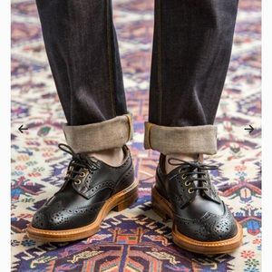 Tricker’s Leather Black Derby Shoe Made in England Size 10.5